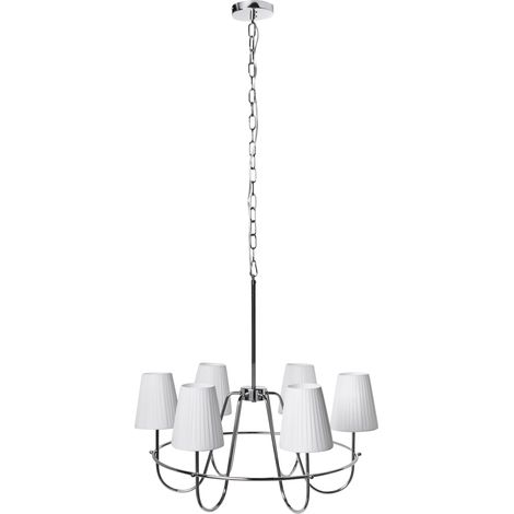 Lámpara de araña moderna de 6 luces estilo tradicional sala de estar comedor base de metal de tela plateado Yamethin (1/5)