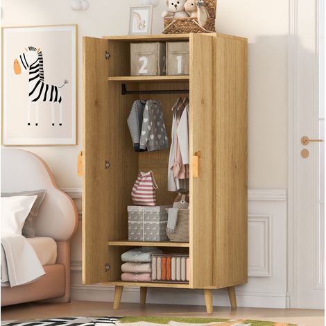 Kleiderschrank 70x55x170 cm aus MDF in Holzoptik mit integriertem Stauraum – MEUBLIV (1/5)
