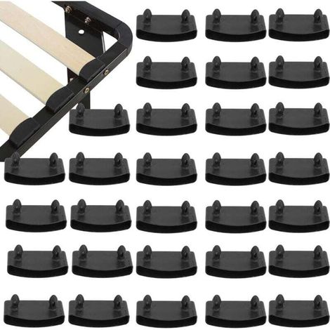Schwarze 55-mm-Lattenrost-Endkappen, 40 Stück, Ersatz-Lattenrostkappen aus Kunststoff für Bettgestelle, Seitenleistenstützen für Lattenroste