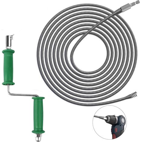 Coclea per la pulizia degli scarichi da 10 m, diametro 6 mm, spirale per la pulizia degli scarichi, spirale per la pulizia con adattatori elettrici e manuali, asta per la pulizia dei tubi a spirale