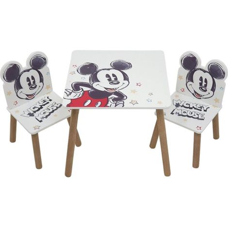 Set Tavolino con 2 Sedie in Legno Mickey Natural