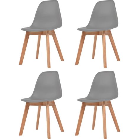 Lot de 4 Chaises Chaises de salle à manger Chaise de cuisine Gris Plastique 79639 (1/5)