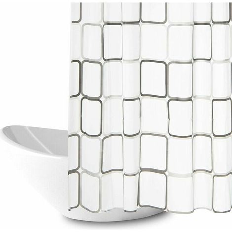 Tenda da doccia, antimuffa impermeabile 180x200cm tessuto antibatterico tenda da bagno in poliestere lavabile con 12 anelli per tenda da doccia, bianco (1/5)