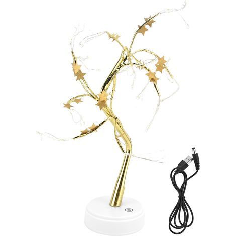 Sapin lumineux en forme d'étoile dorée à cinq branches, alimenté par USB ou piles (72 LED), à monter soi-même. Décoration lumineuse artificielle idéale pour les fêtes et les vacances. (1/5)