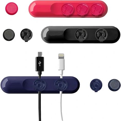 Gestion des câbles, lot de 3 avec 9 clips, organisateur de câbles magnétique auto-adhésif, support de câbles pour bureau, table de chevet, chargeur (1/4)