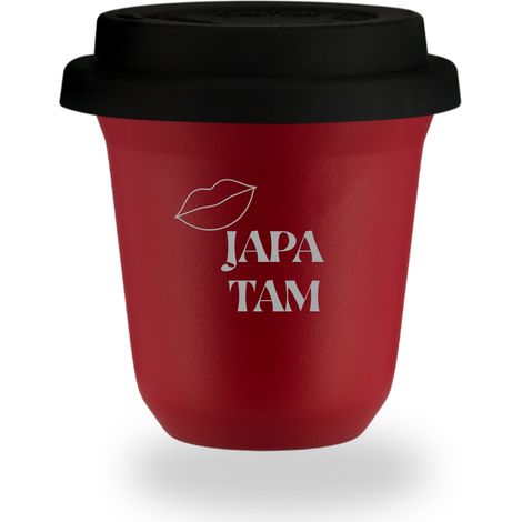 80 ml roter „Japa tam“-Becher mit schwarzem Deckel