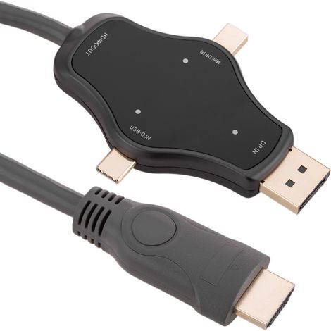 BeMatik - Câble 4K convertisseur adaptateur DisplayPort Mini DisplayPort et USB-C vers HDMI 1.8 m (1/5)