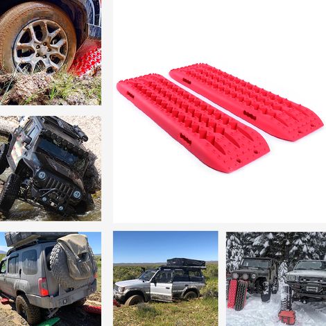 2 plaques de récupération pour sable et neige, échelle pour pneus tout-terrain 4x4 10T (rouge) (1/5)