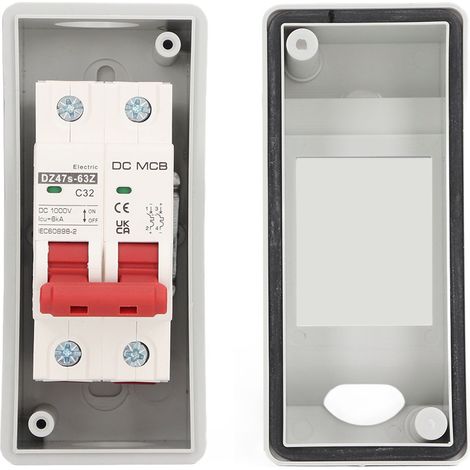 Disjoncteur miniature CC 2P IP65 étanche, couvercle transparent, 32 A, pour véhicules de loisirs 1000 V (1/5)
