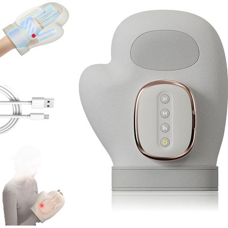 Gant de Massage électrique for Les Mains,Masseur sans Fil avec Compression et Chauffage, Masseur Portable Rechargeable,3 Modes et 5 Niveaux d'intensité,for l'arthrite et Le Syndrome du Canal carpien (1/5)