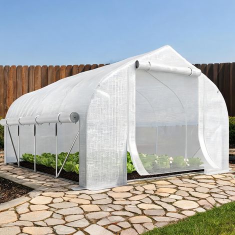 Serre de jardin blanco en pE métal Galvanizado 395 x 300 x 200 cm (1/5)