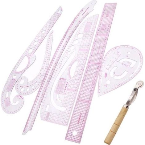 Lot de 7 Règle de Patchwork français Couture coupe de vêtement en plastique artisanat Règle de l\'échelle dessin papeterie Outil de m (1/4)
