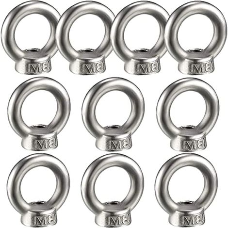 10PCS Écrou à oeil de levage, écrou à anneau femelle pour le levage de l'acier inoxydable 304Pack-of-10, M8 (1/5)