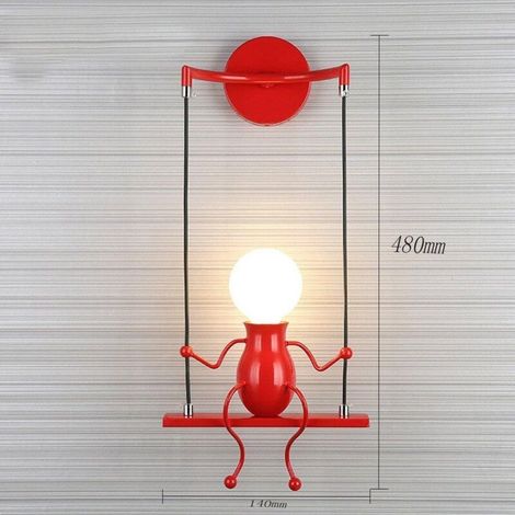 Moderne lampe murale petite personne – Design créatif E27 – Rouge – Parfaite pour chambre ado, cuisine américaine ou espace ludique