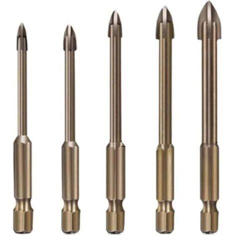 Efficient Universal Drilling Tool Drill Bit Set Thickened High Hardness Accessory Tool Carbide Drill Bit Set Multifunctional Cross Alloy Drill Bit (1/4)