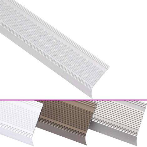 Nez de marche forme en L 5 pcs aluminium 100 cm argenté (1/5)