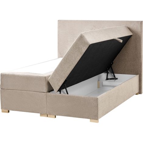 Divan Bed with Storage Taupe Fabric EU Small Double Size 4ft Upholstered with Storage Modern Style MAJOR