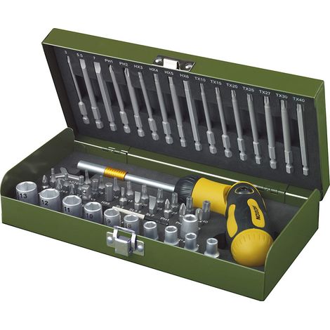 Proxxon Industrial 23104 Kit inserti 54 parti Esalobo Interno (TX), Brugola interna, Taglio, Croce Pozidriv, Croce Phil (1/4)