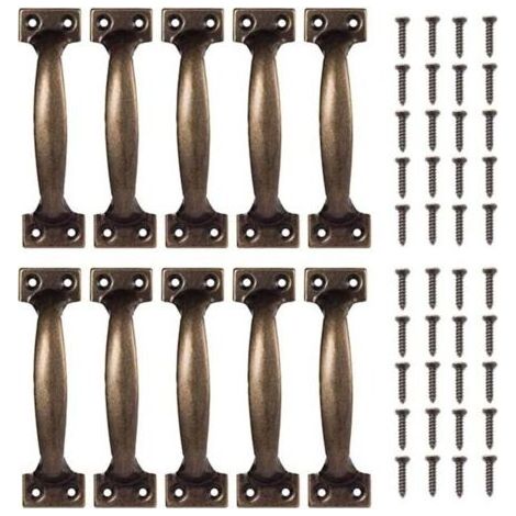 Poignées Poignee de Meuble 10Pcs Poignées d'Armoires de Cuisine Vintage Bouton de Porte Poignee Rétro en Bronze pour Armoires de Cuisine (Bronze,98x23mm) (1/4)