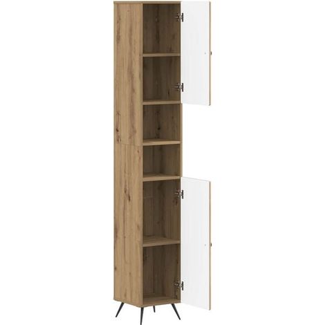 Meuble de Salle de Bain avec Étagère Ouverte, Style Rétro en Bois BREDA (1/5)
