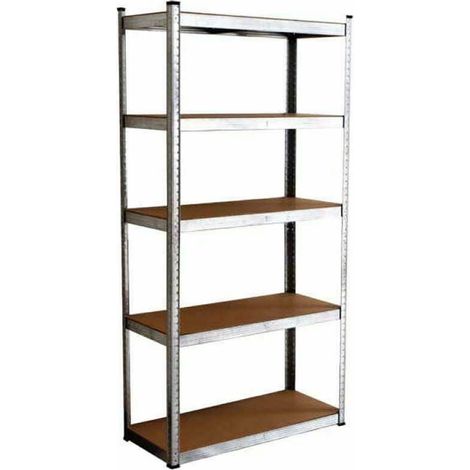 SCAFFALE 5 RIPIANI METALLO ZINCATO SIMIL LEGNO MDF 90X40X180 cm SCAFFALATURA 915 (1/2)