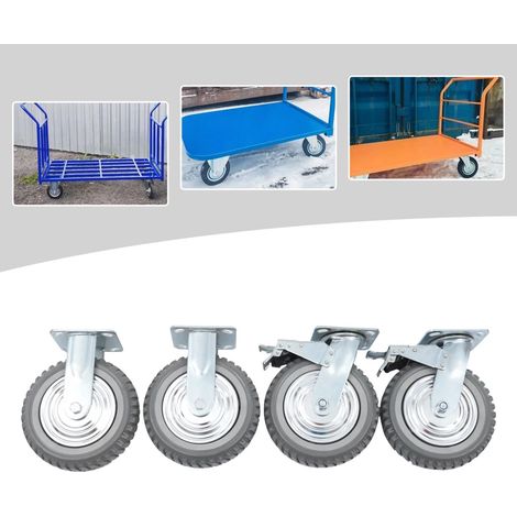 4 Rollen 8"-Schwenkrolle mit Bremse - Solide Lenkrollen - 360°-Lenkrollen - Rutschfeste Industrierollen - Bis zu 1000 kg (1/5)