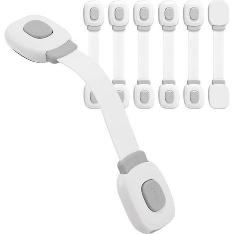 Ensemble de 6 serrures de tiroir, de placard et de réfrigérateur, protection enfant pour bébé, gris