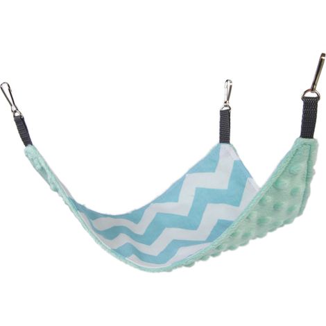 Hamac triangulaire pour rongeurs en zigzag + tissu minky menthe (1/4)