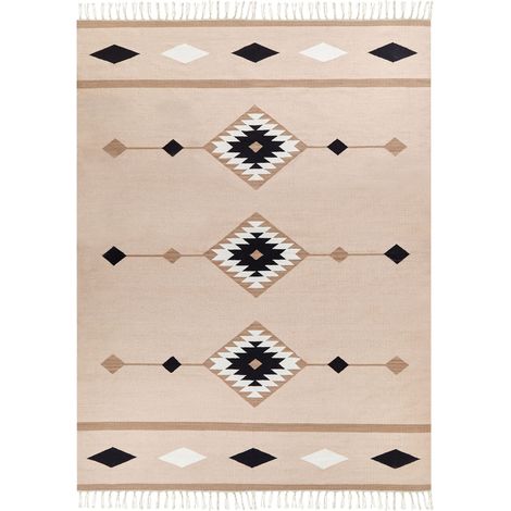 Tapis Kilim Réversible à Poil Ras 160 x 230 cm en Coton Multicolore Berdik