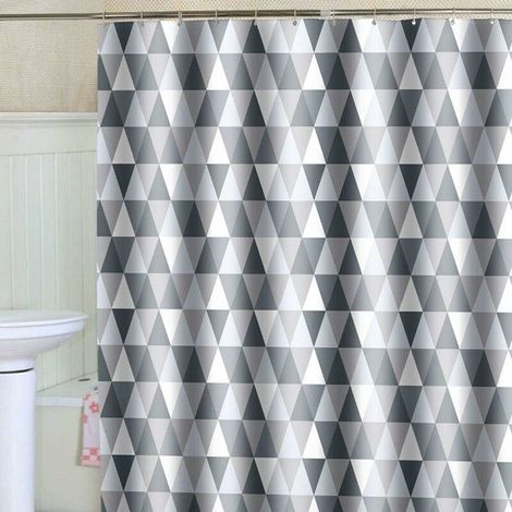 royaluxe - Rideau de douche 200 x 220 cm (200 x 220 cm de largeur, 220 cm de hauteur), tissu polyester imperméable anti-bactérien, anti-moisissure, lavable, avec 12 anneaux de rideau de douche——, (1/4)