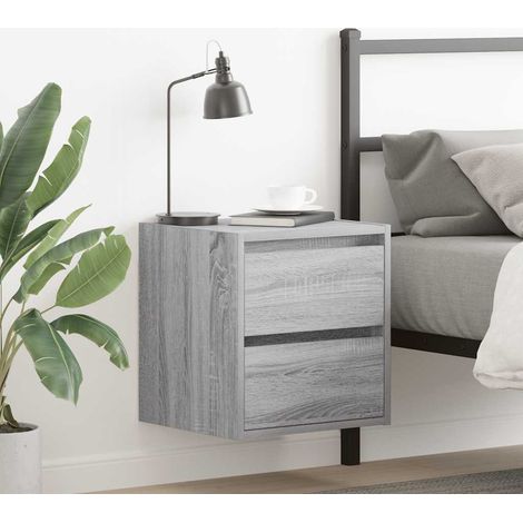 Wand-Nachttische 2 Stk. Grau Sonoma 38x34x40 cm