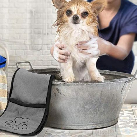 Hundehandtücher, Mikrofaser-Haustierbadetücher - 2er-Set, super saugfähige Handtücher mit gestickten Pfotenabdrücken, hochwertige Trockentücher, geeignet für Katzen, Welpen und andere Kleintiere.