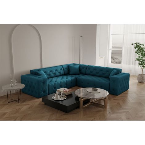 Ecksofa Designersofa CHANTAL in Stoff Opera Velvet Ozeanblau Seite Universal (1/5)