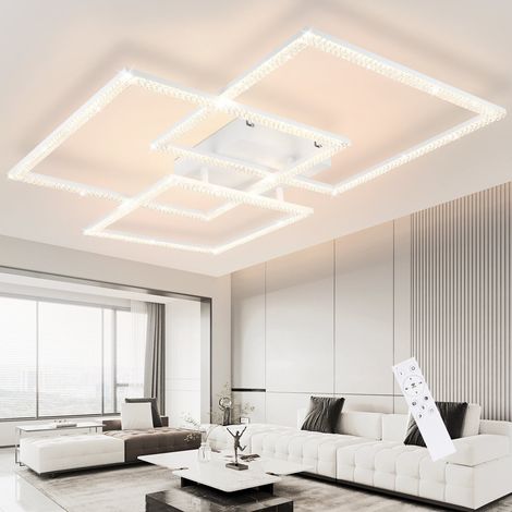 GBLY Plafoniera LED dimmerabile: lampada da soffitto moderna da 75 cm per soggiorno, camera da letto, ufficio, cucina, lampada da interni con telecomando e cristallo bianco.