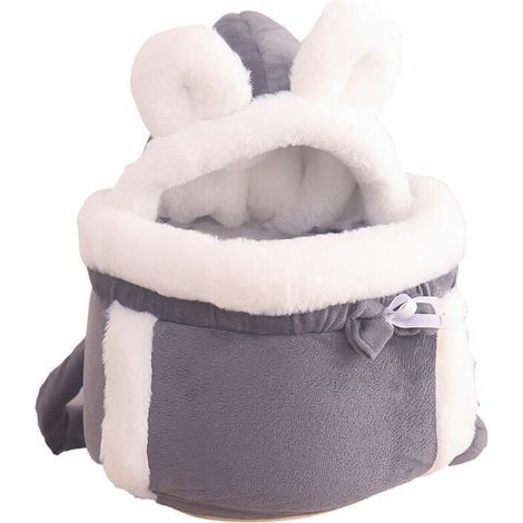 - Sac de transport chaud pour animaux de compagnie Petit chat Chiens Sac à dos Cage d'hiver en peluche pour animaux de compagnie ,Gris,M