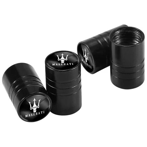 (Noir) 4 bouchons de valve de pneu de voiture, protections métalliques anti-poussière, compatibles avec Ghibli MC20 GranTurismo GranCabrio Quattroporte Levante Coupé (1/5)