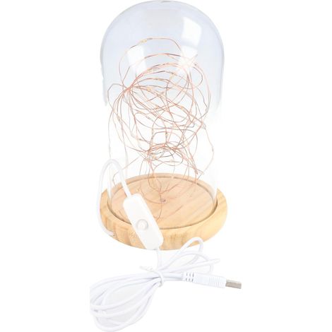 60340 Cloche en verre avec micro-chaîne lumineuse LED/lampe décorative/lumière chaude et apaisante/éclairage festif pour la décoration d'intérieur/boi
