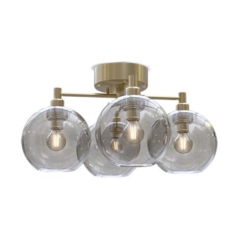 Gloria Plafonnier Globe Laiton, Verre Fumé 4x E14 (1/2)