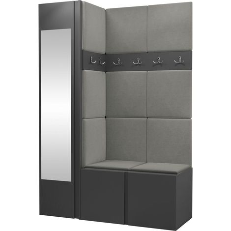 Conjunto para recibidor Hartford 277, Polo 894, 186x124x46cm, Espejo, Tapiz, Aglomerado laminado, Montada en la pared, Colocada (1/5)