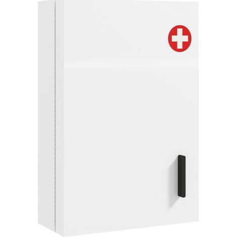 Armario botiquín de pared con cerradura 40 x 18 x 60 cm de acero blanco HOMVRA (1/4)