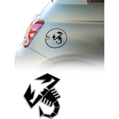 Adesivo 3D Ufficiale Abarth per Tappo Serbatoio Fiat 500 Abarth, Scorpione, Dimensioni 120 mm - Colore: NERO