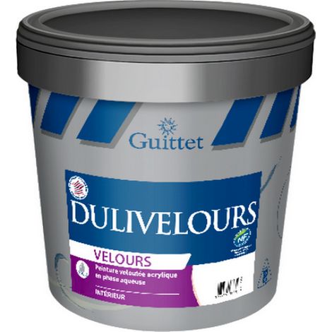 Guittet – Peinture acrylique veloutée 3L – Finition velours lessivable – Pouvoir garnissant élevé – Pour murs et plafonds blancs