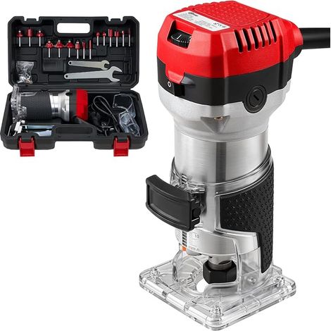 Router Tool 800W 33000R/MIN Electric Wood Router with Clear Base and 15 Router Bits 6 Variable Speed Woodworking Tools for Crafts and (1/5)