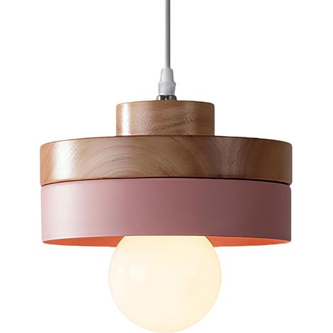 1 Suspension Luminaire Bois Métal E27 Design Rond Carré Vintage Salon Chambre Cuisine (1/5)