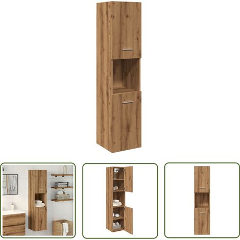 vidaXL Bad-Hängeschrank Artisan-Eiche 30x30x130 cm Holzwerkstoff (1/5)