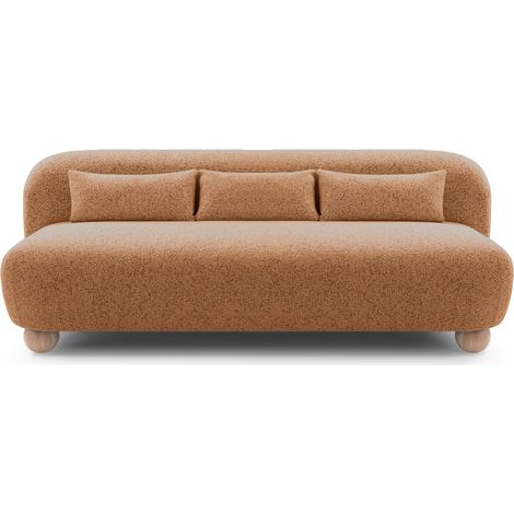 SUNA - Canapé droit tissu chiné 3 places Terracotta (1/5)