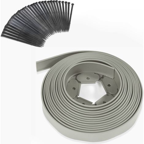 Idmarket – Bordure de jardin flexible 10 M en polyéthylène recyclé – Hauteur 5 cm – 30 piquets pour fixation – Résistante aux chocs (1/5)