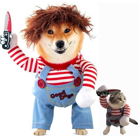 Halloween-Kostüme für Hunde und Katzen, Kleidung, Outfit, tödliche Puppe für Tiere, lustiges Hundekostüm für Halloween, Weihnachten, Partys, Cosplay (S) (1/5)