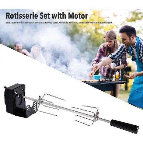 Kit rôtisserie en acier inoxydable, barbecue automatique, prise UE -- (1/5)
