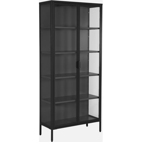 Credenza in acciaio e vetro temperato 2 porte, 180cm